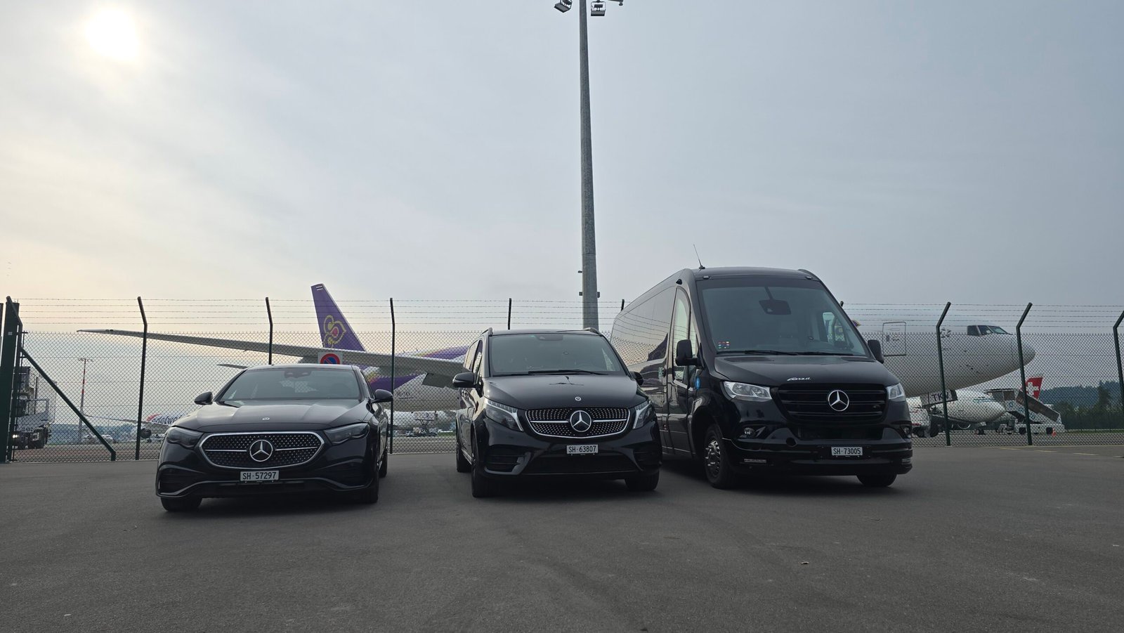 Swiss Journey vehicles at the airport