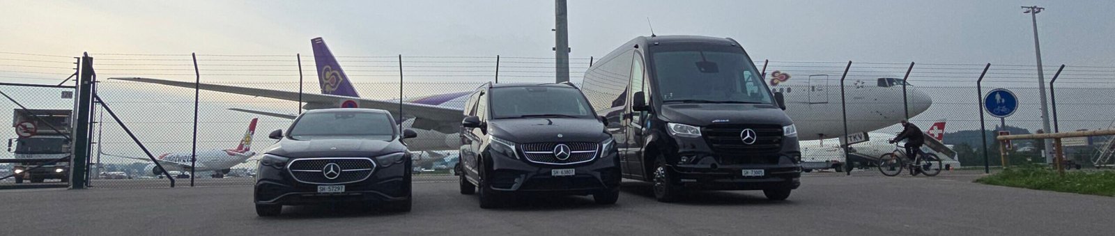 Swiss Journey Transfer premium fleet parked at Zurich Airport